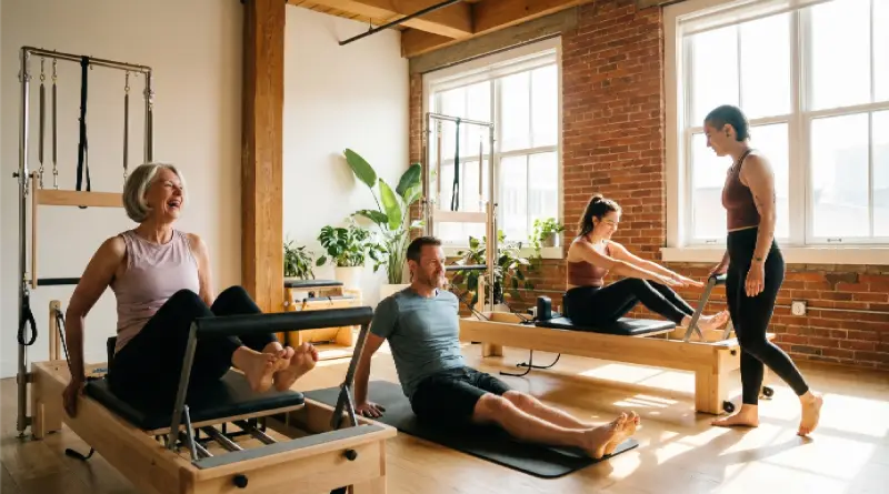 Grupo de pessoas praticando Pilates